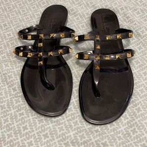 Nicole Miller Black Studded Sandals 8